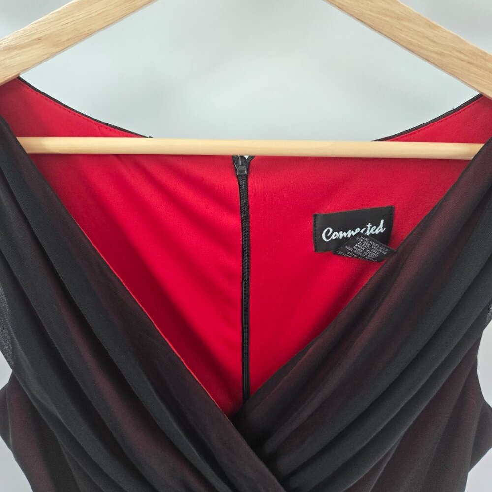 Vintage Connected Red Black Mesh Overlay Y2k Whimsigoth Midi Dress Size 8 Flaws - Picture 7 of 13